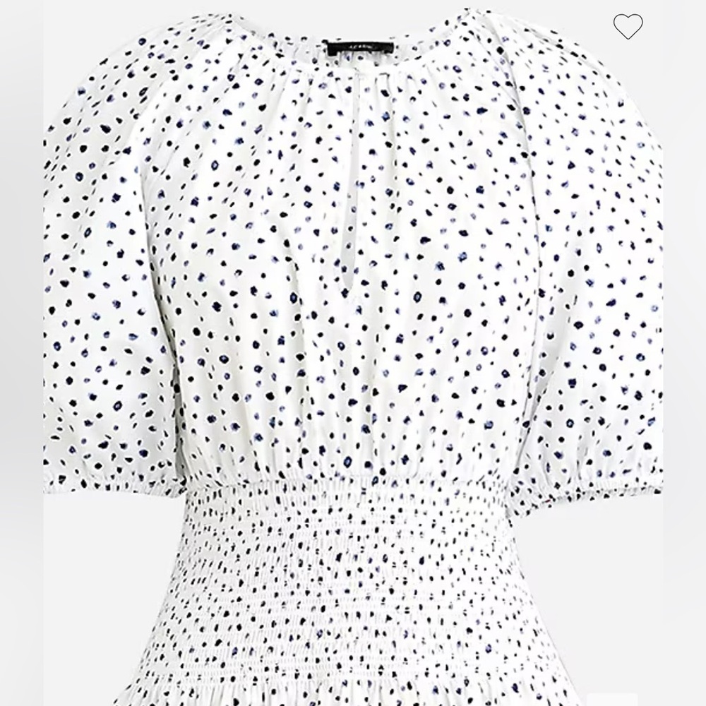 NWT J.Crew Puff-sleeve Smocked-waist Midi Dress in Dot Print M - Picture 9 of 10